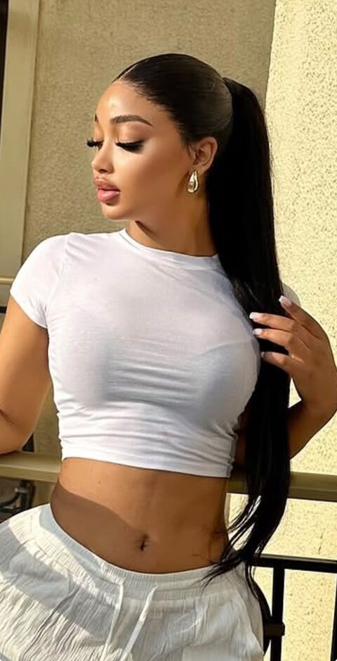 Editorial glam sleek ponytail look