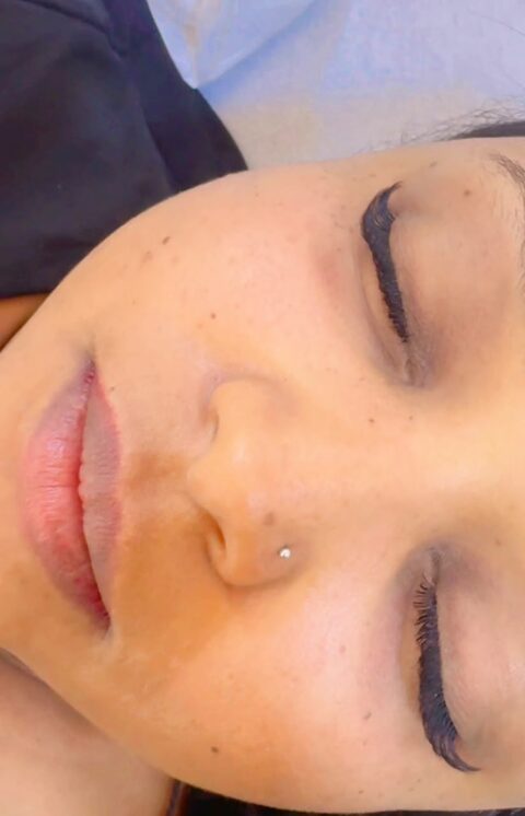 Glam makeup close-up detail