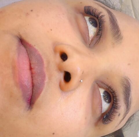Lash and lip close-up detail