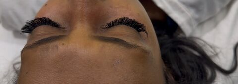 Eyelash extensions close-up detail
