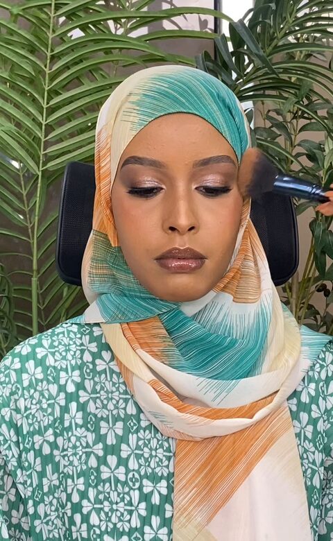 Makeup application in progress