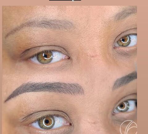 Microblading eyebrows before and after comparison